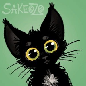 A black kitten pops in, tilts her head, and disappears.