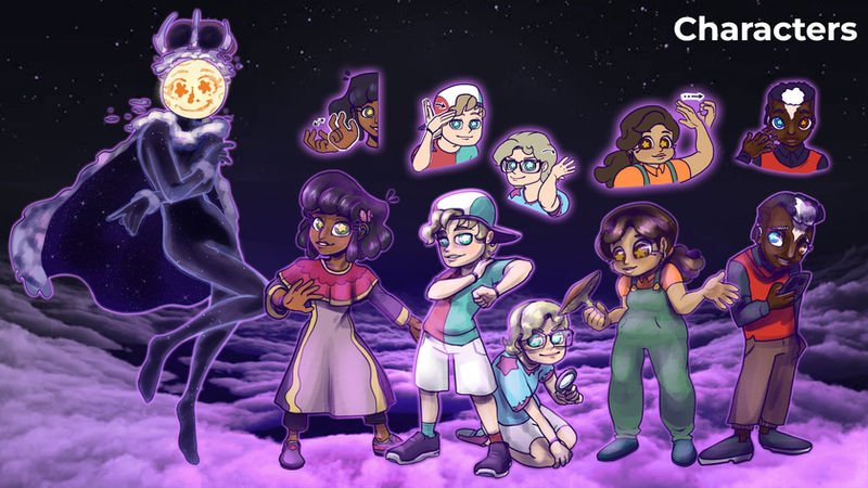 The Night Facets cast in a purple night scene.