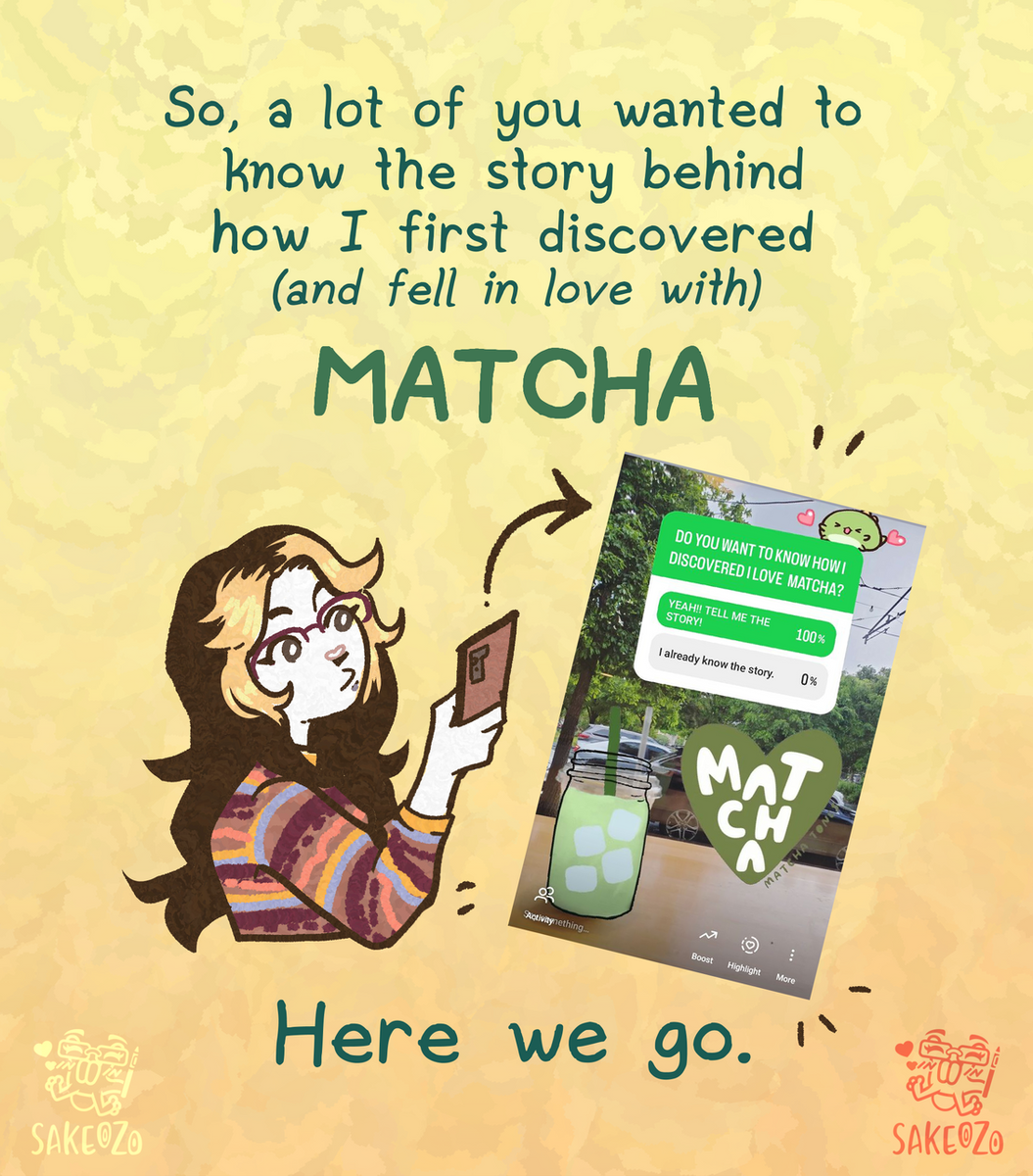 So, a lot of you wanted to know the story behind how I first discovered and fell in love with matcha. Here we go.
Picture: Destiny looking at her phone, which she sees a lot of votes on Instagram story from people wanting to know how she came to discover she love matcha.